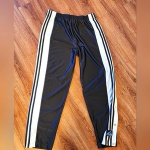 90s ADIDAS tearaway button nylon track pants black MEDIUM